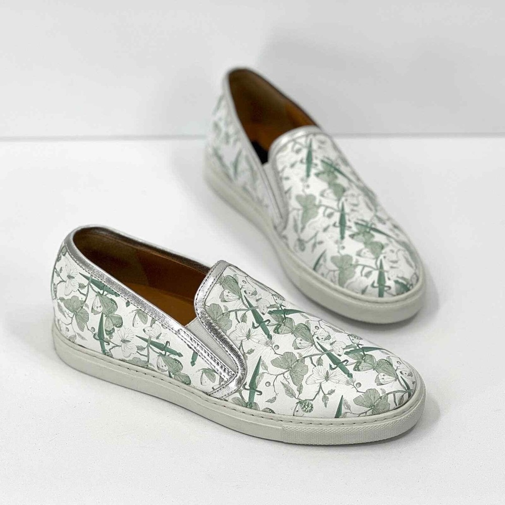 4US CESARE PACIOTTI Slip On Sneakers Womens 36 White Floral Butterfly Dagger